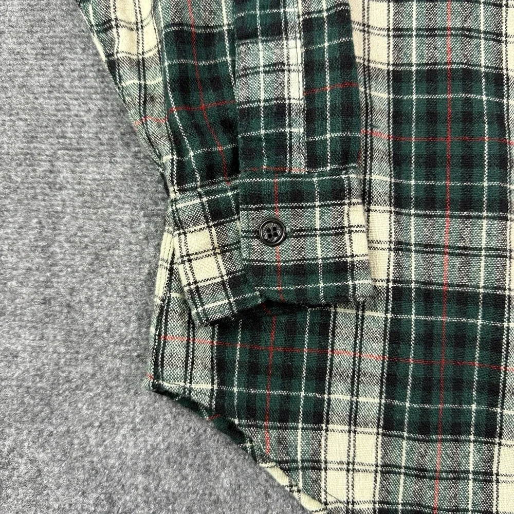 Vintage Amana Woolen Mills Flannel Shirt Mens M Green Plaid 50s 60s Outdoor Work